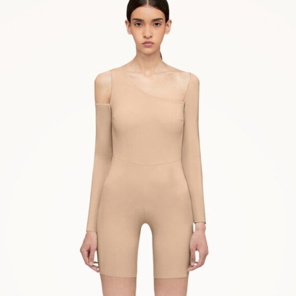 Wolford Pants - NWT Wolford Almond‎ Warm Up Cutout Fitted Jumpsuit Playsuit 34 US 4